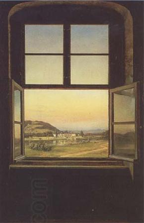 johann christian Claussen Dahl View through a Window to the Chateau of Pillnitz (mk09) China oil painting art